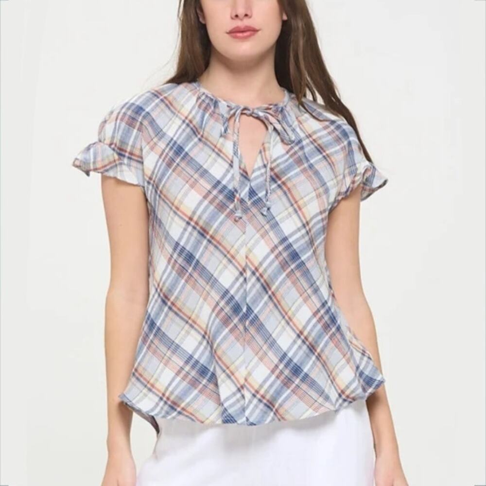 Women Renee C USA Gauze Top Blouse L Preppy Resort Beach Coastal Vacation Casual